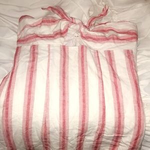 Pink & white strapless dress